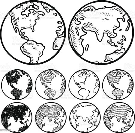 Глобус земля эскиз
