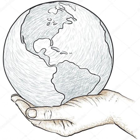 Земной шар рисунок карандашом