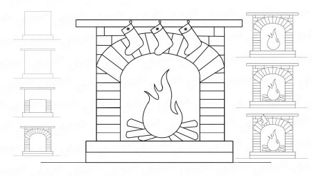 Камин раскраска