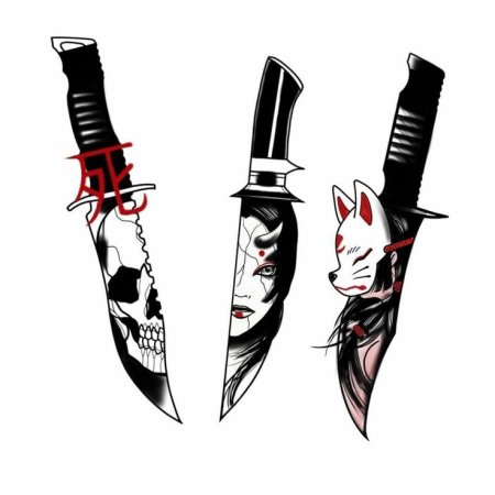 Нож эскиз тату