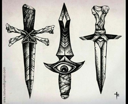 Кинжал тату эскиз