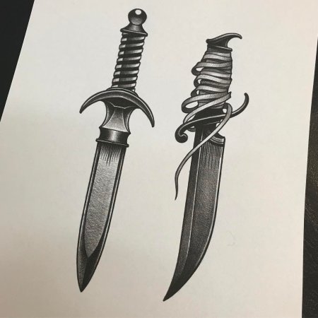 Нож эскиз тату