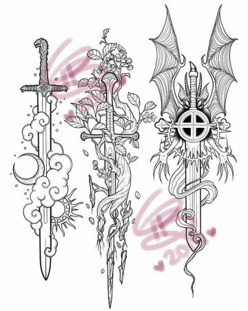 Эскизы татуировок кинжал