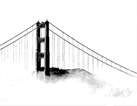 Мост черно белый рисунок