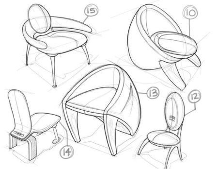 Эскизы дизайнерских стульев