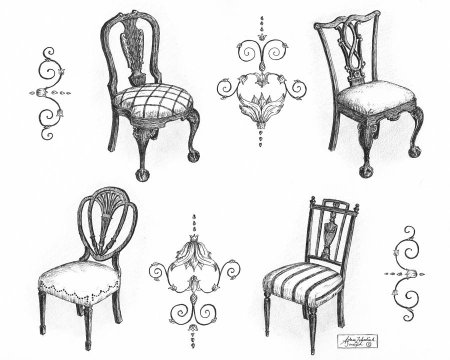 Кресло в стиле Ампир чертеж