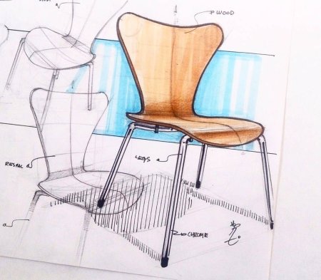 Стул в интерьере зарисовка
