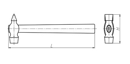 Чертеж слесарного молотка с круглым бойком