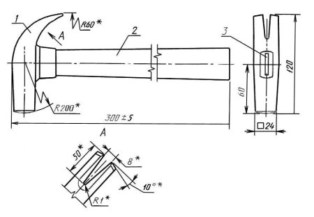 Молоток столярный типа МСТ-3 по ГОСТ 11042