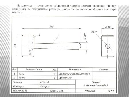 Сборочный чертеж изделия киянка