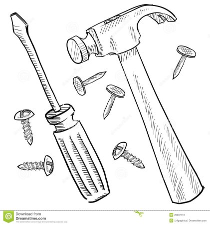 Раскраска строительные инструменты отвертка