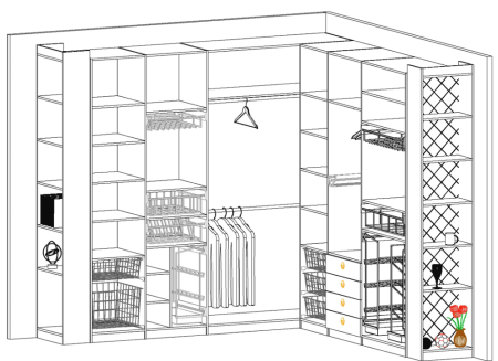 Планировка углового шкафа