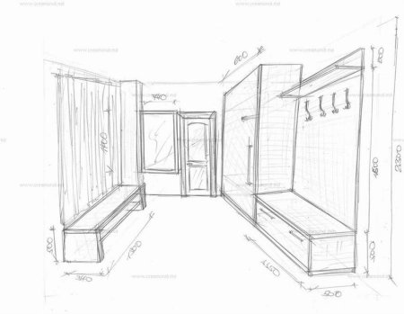 План комнаты с мебелью вид сбоку рисунок