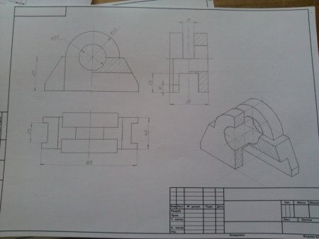 Инженерная Графика 3 вида детали и аксонометрия