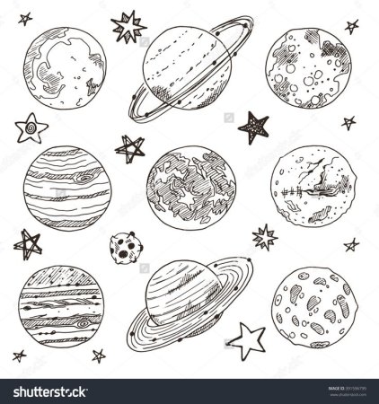 Планеты для распечатки черно белые