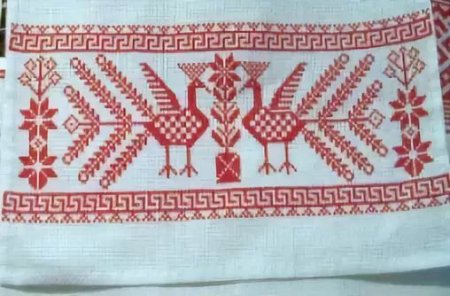 Эскиз полотенца по мотивам народной вышивки полотенца