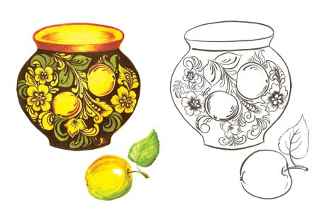 Шаблоны посуды для росписи Золотая Хохлома