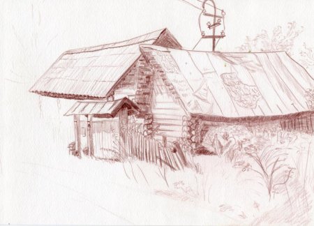 Зарисовки деревянных домов