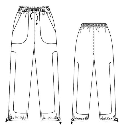 Технический эскиз мужских брюк карго