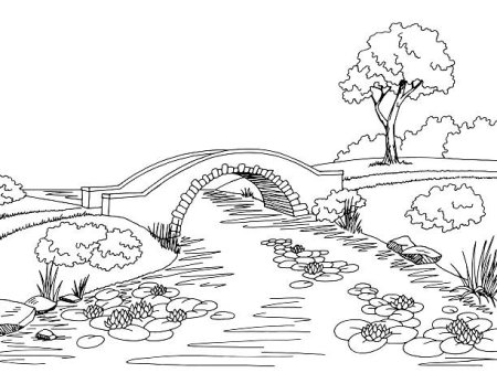 Раскраска река и мост