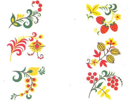 Растительные элементы хохломской росписи