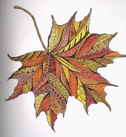 Зентангл дудлинг листья