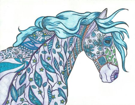 Разукрашки взрослые лошади