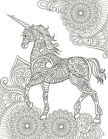 Раскраска лошадь с цветком