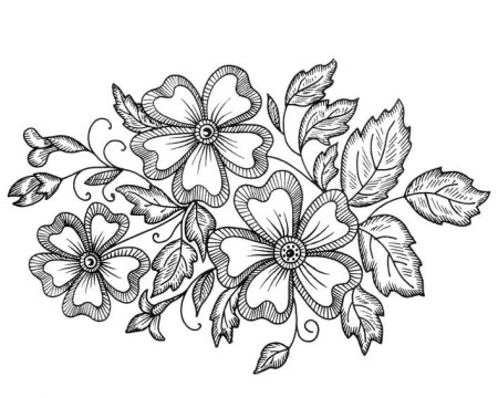 Цветочный орнамент для вышивки гладью