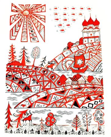 Мезенская лубочная роспись