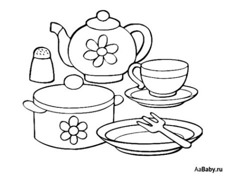 Посуда разукрашки для детей