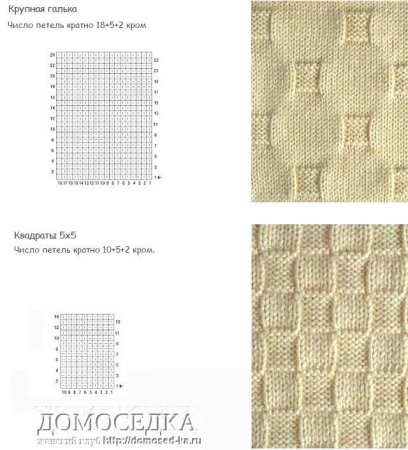Узоры спицами для толстой пряжи из лицевых и изнаночных петель