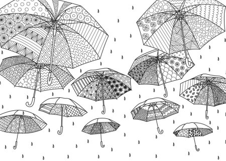 Много зонтиков раскраска