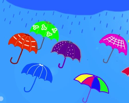 Рисование разноцветные зонтики