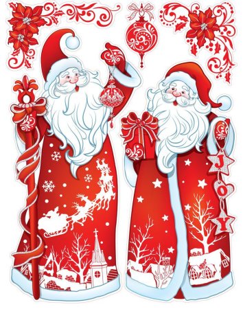 Трафареты на окна на новый год цветные