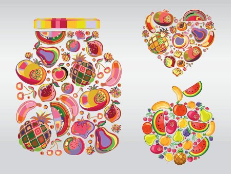 Стилизованные фрукты и овощи