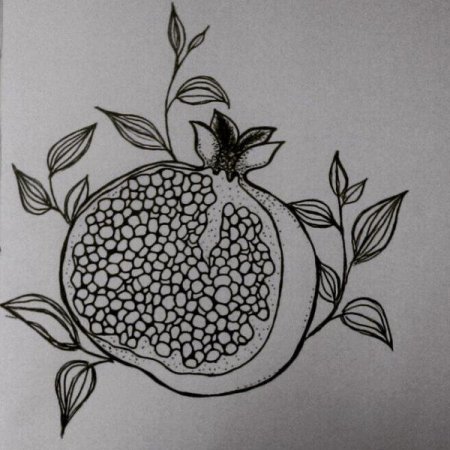 Фрукты черной гелевой ручкой
