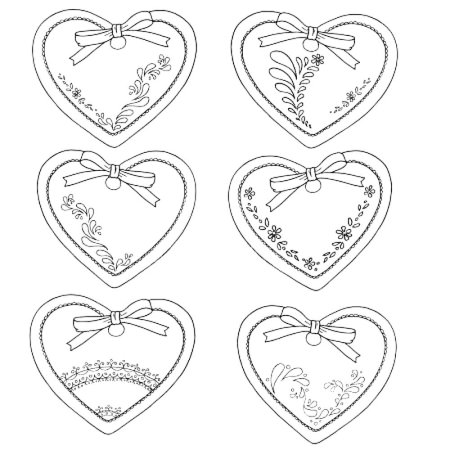 Пряники раскраски сердечки