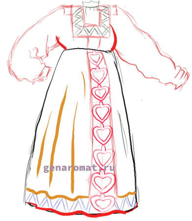 Эскиз народного праздничного костюма