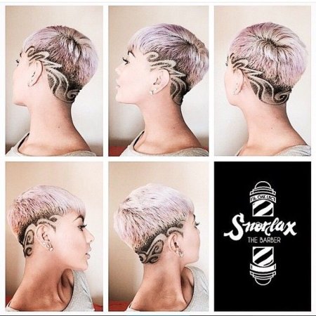 Короткие стрижки с рисунком женские