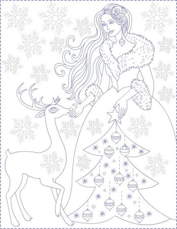 Портрет Снегурочки для раскрашивания