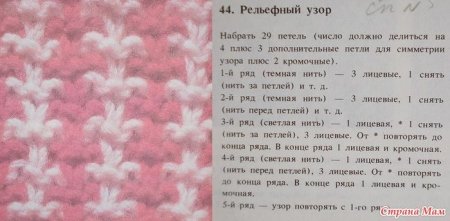 Двухцветный узор спицами схемы и описание