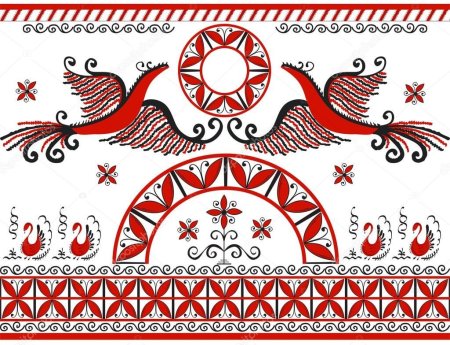 Мезенская роспись вектор вектор