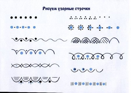 Гжель элементы узоров для дошкольников