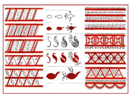 Мезенская роспись элементы росписи
