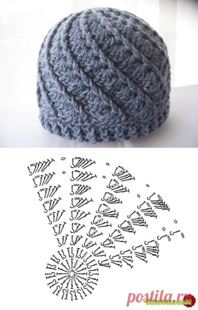 Шапочка ермолка крючком схема