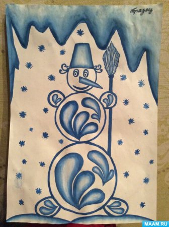 Новогодний рисунок в стиле Гжель