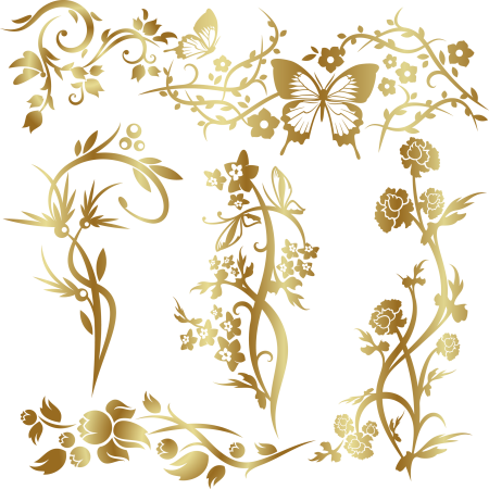 Цветочный орнамент золотой