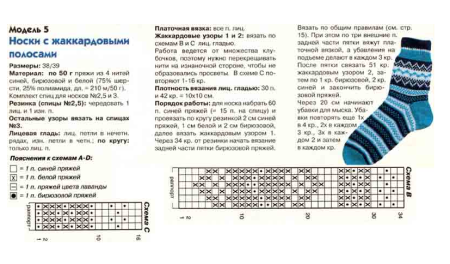 Жаккард для мужских носков спицами схемы
