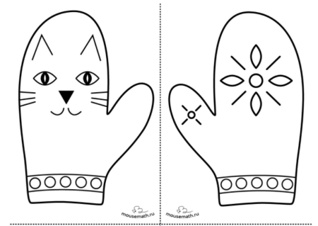 Варежки раскраска для детей